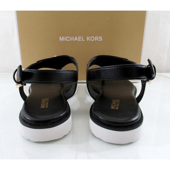 Michael Kors Jilly Flat Thong Sandal T-Strap MK Logo Black Size 7 - Picture 5 of 8